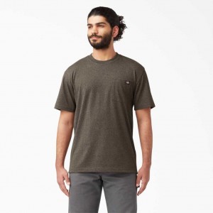 Chocolate Heather Dickies Short Sleeve Heavyweight Heathered T-Shirt | US0001681