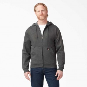 Dark Heather Gray Dickies Midweight Fleece Zip Hoodie | US0002025