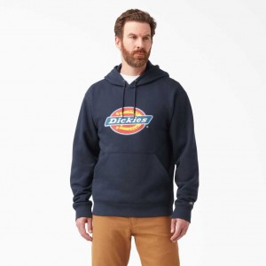 Dark Navy Dickies Water Repellent Tri-Color Logo Hoodie | US0002063