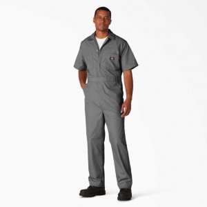 Gray Dickies Short Sleeve Coveralls | US0001824