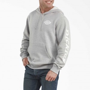 Heather Gray Dickies Logo Sleeve Fleece Hoodie | US0002017