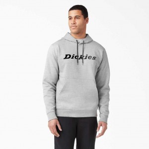 Heather Gray Dickies Script Logo Fleece Hoodie | US0002032