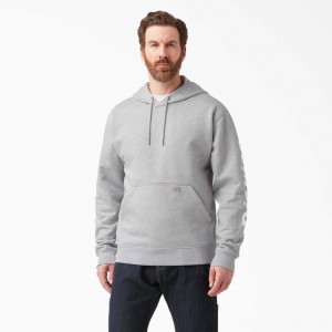 Heather Gray Dickies Water Repellent Logo Sleeve Hoodie | US0002056