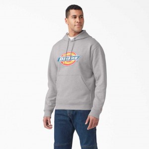 Heather Gray Dickies Water Repellent Tri-Color Logo Hoodie | US0002064