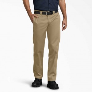 Khaki Dickies Slim Fit Straight Leg Work Pants | US0000529