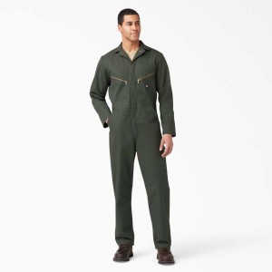 Olive Green Dickies Deluxe Blended Long Sleeve Coveralls | US0001810