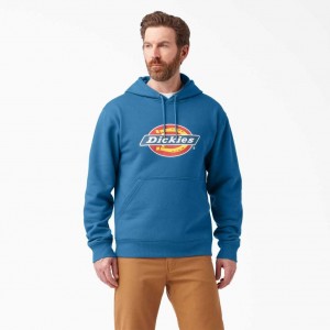 Vallarta Blue Dickies Water Repellent Tri-Color Logo Hoodie | US0001515