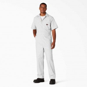 White Dickies Short Sleeve Coveralls | US0001827