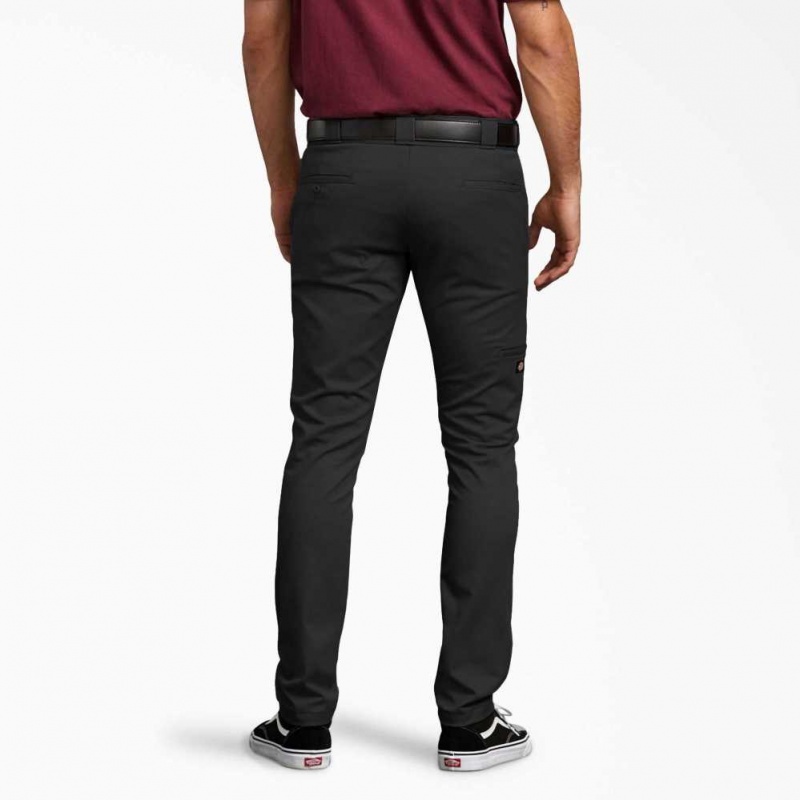 Black Dickies Skinny Fit Straight Leg Double Knee Work Pants | US0001378