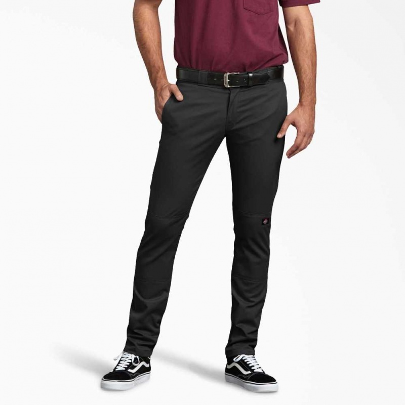 Black Dickies Skinny Fit Straight Leg Double Knee Work Pants | US0001378