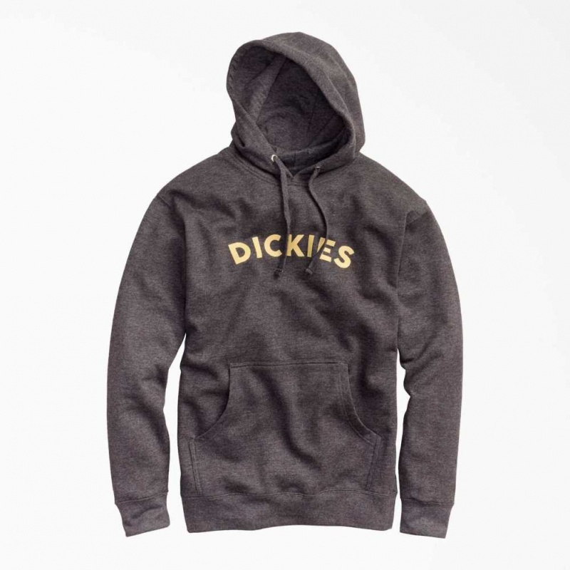 Charcoal Gray Heather Dickies Fleece Block Logo Hoodie | US0001983