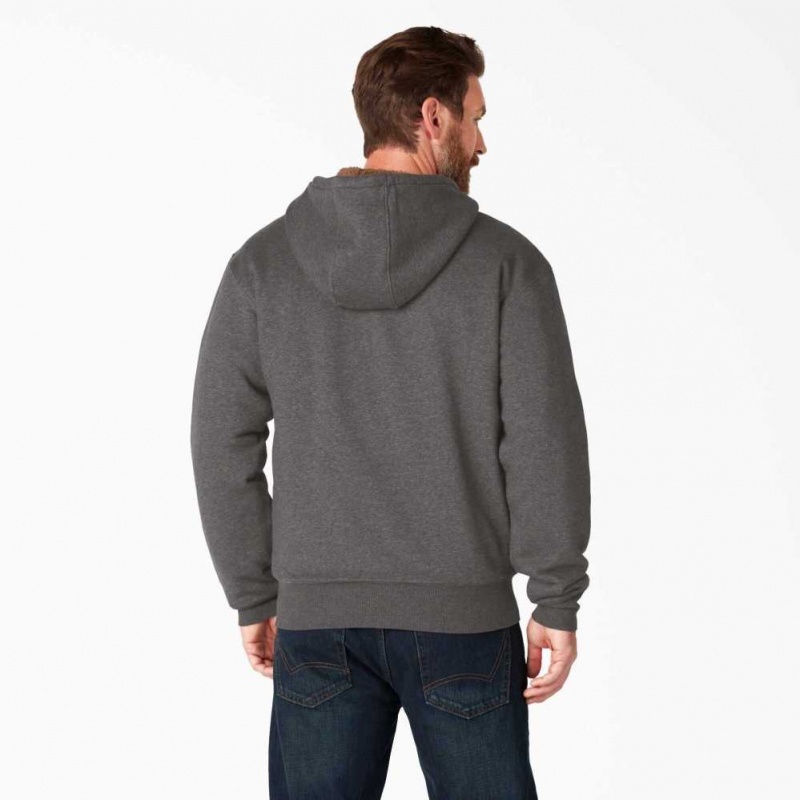 Dark Heather Gray Dickies High Pile Fleece Lined Full Zip Hoodie | US0002011