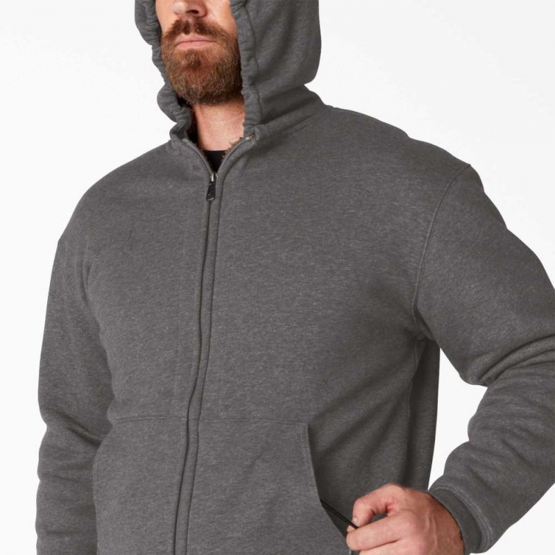 Dark Heather Gray Dickies High Pile Fleece Lined Full Zip Hoodie | US0002011