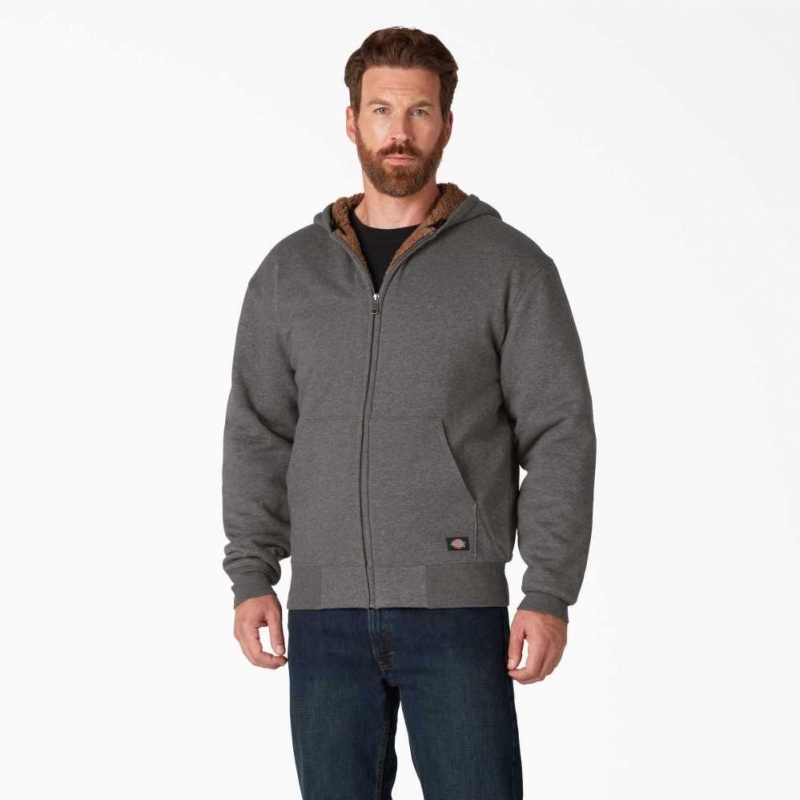 Dark Heather Gray Dickies High Pile Fleece Lined Full Zip Hoodie | US0002011