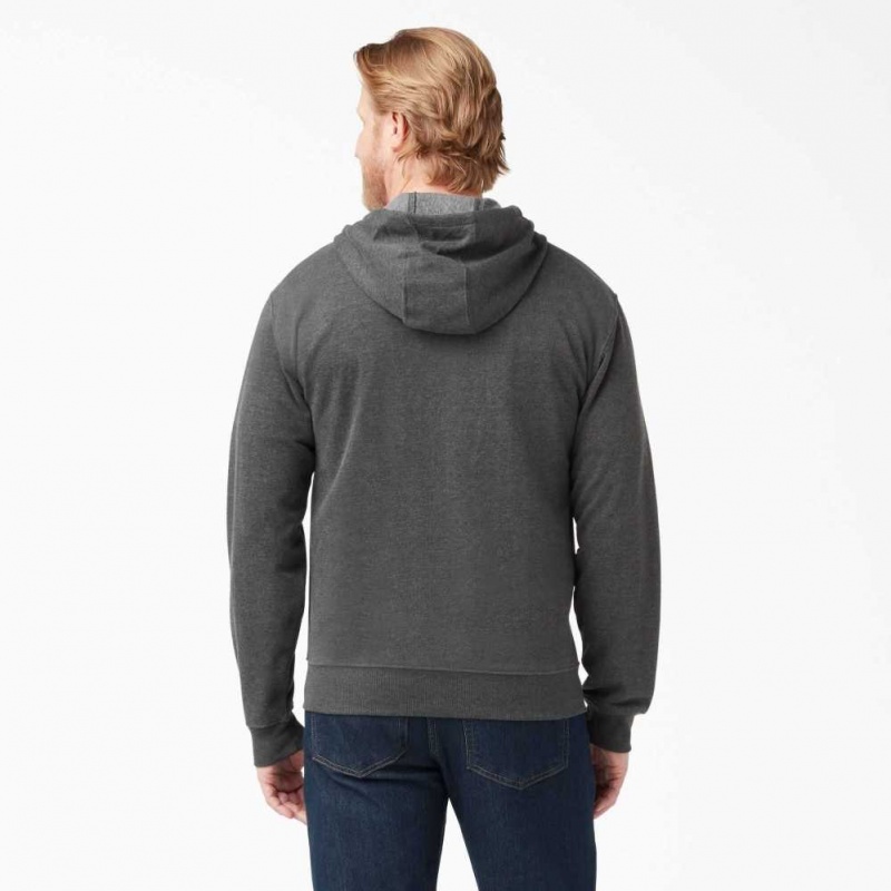 Dark Heather Gray Dickies Midweight Fleece Zip Hoodie | US0001495