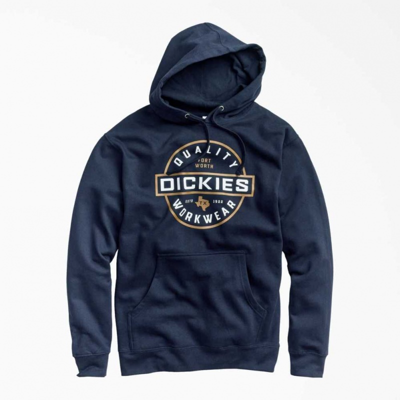 Dark Navy Dickies Fleece Quality Workwear Graphic Hoodie | US0002004