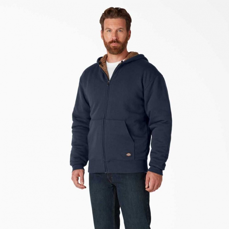 Dark Navy Dickies High Pile Fleece Lined Full Zip Hoodie | US0002012