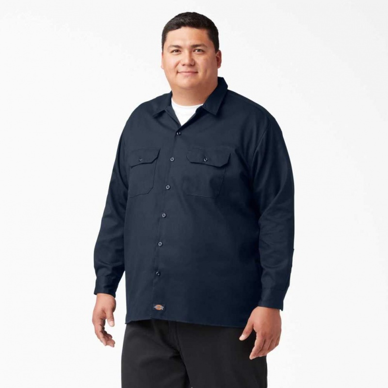 Dark Navy Dickies Long Sleeve Work Shirt | US0001381