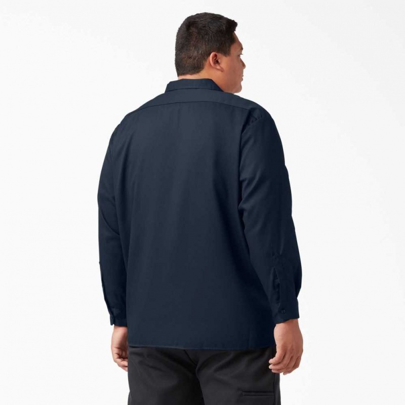 Dark Navy Dickies Long Sleeve Work Shirt | US0001381