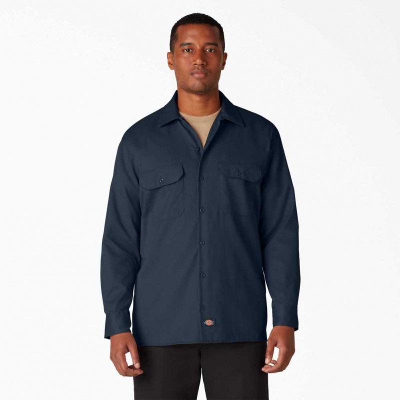 Dark Navy Dickies Long Sleeve Work Shirt | US0001381