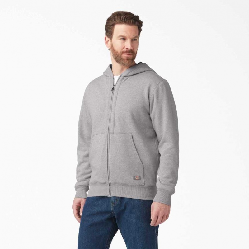 Heather Gray Dickies Thermal Lined Full-Zip Fleece Hoodie with DWR | US0002035