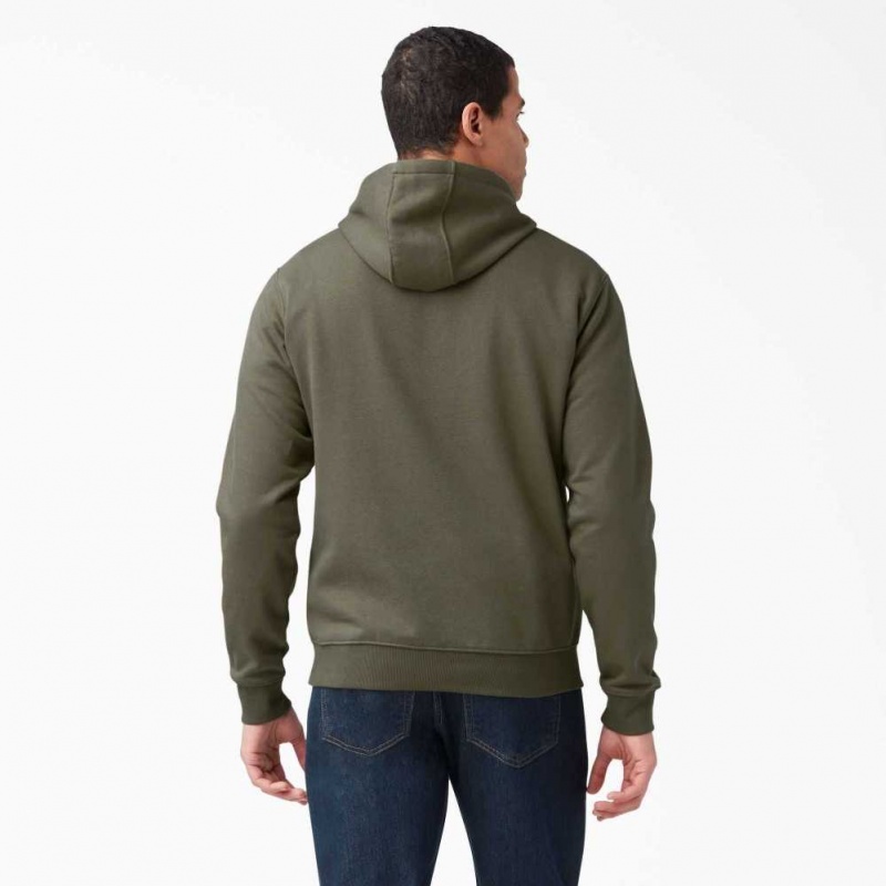 Military Green Dickies Tri-Color Logo Fleece Hoodie | US0001501