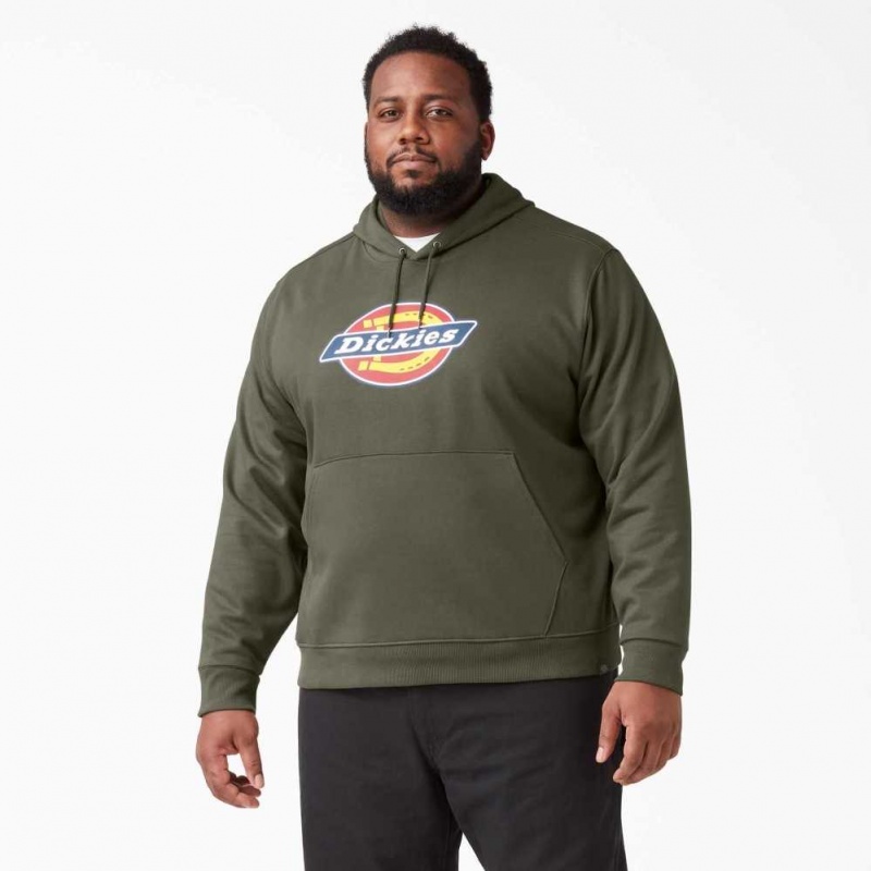 Military Green Dickies Tri-Color Logo Fleece Hoodie | US0001501