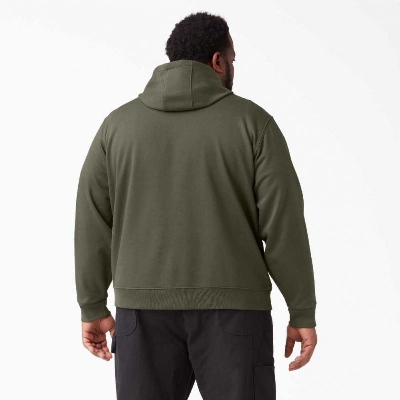 Military Green Dickies Tri-Color Logo Fleece Hoodie | US0001501