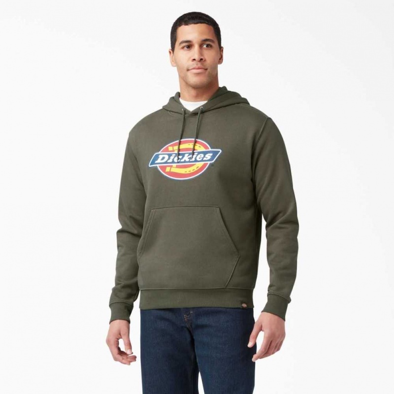 Military Green Dickies Tri-Color Logo Fleece Hoodie | US0001501